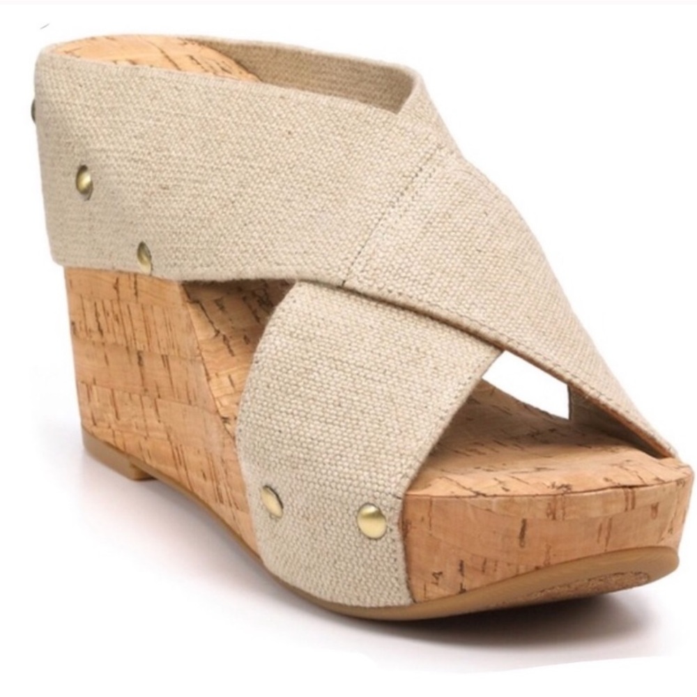 Lucky Brand Miller 2 tan cork wedges